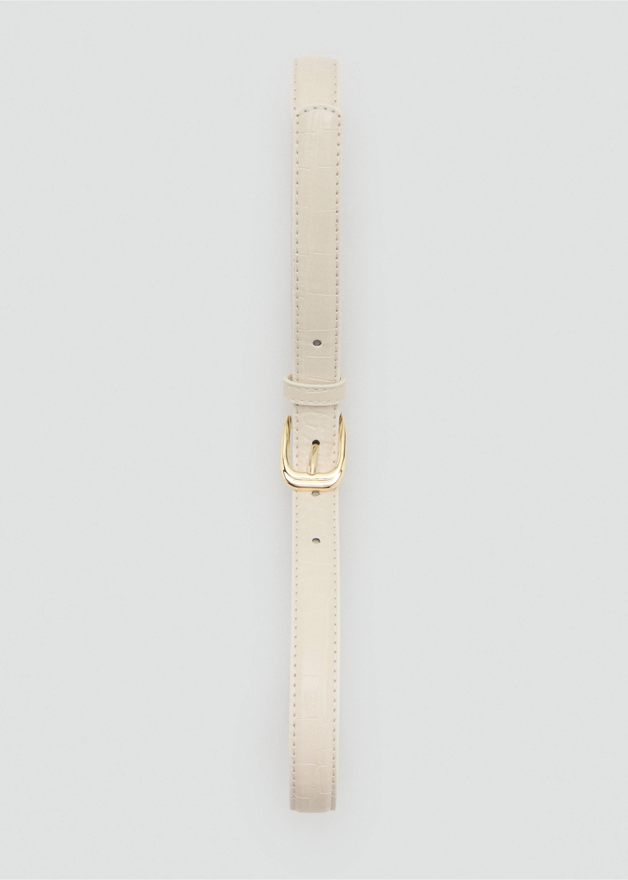 Thin faux crocodile leather belt - Details of the article 2, Ecru. Ref: 37031335-00.
