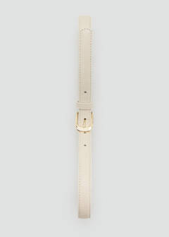 Thin faux crocodile leather belt — Ecru 4