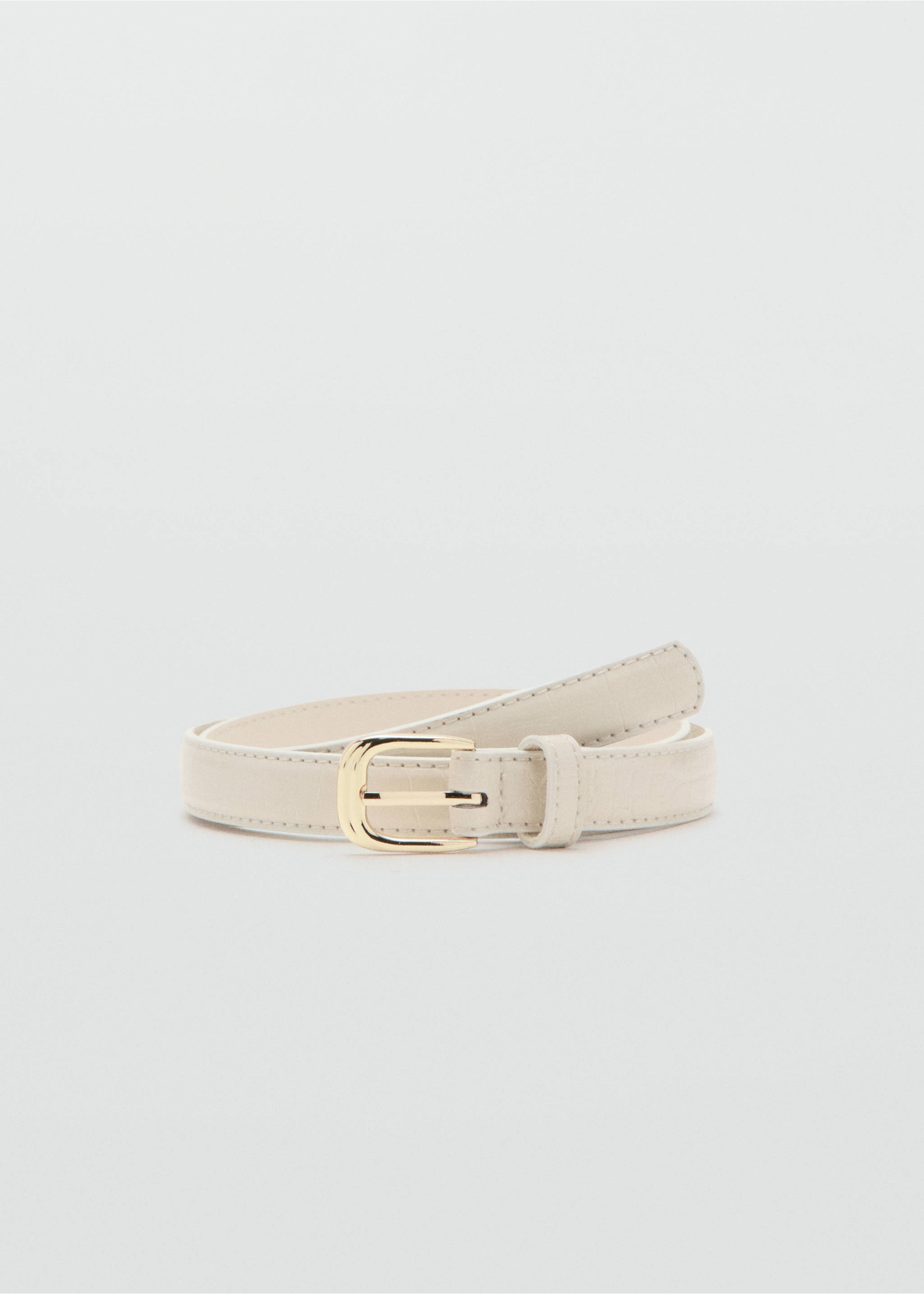 Thin faux crocodile leather belt - Article without model, Ecru. Ref: 37031335-00.