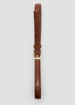 Thin faux crocodile leather belt — Brown 4