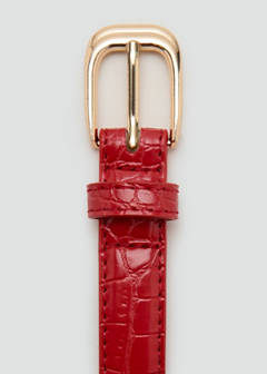 Thin faux crocodile leather belt — Red 3