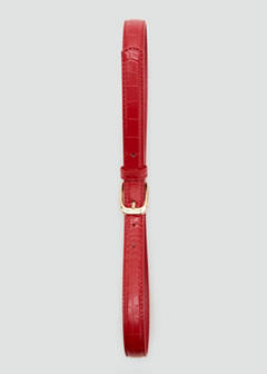 Thin faux crocodile leather belt — Red 4