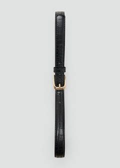 Thin faux crocodile leather belt — Black 4