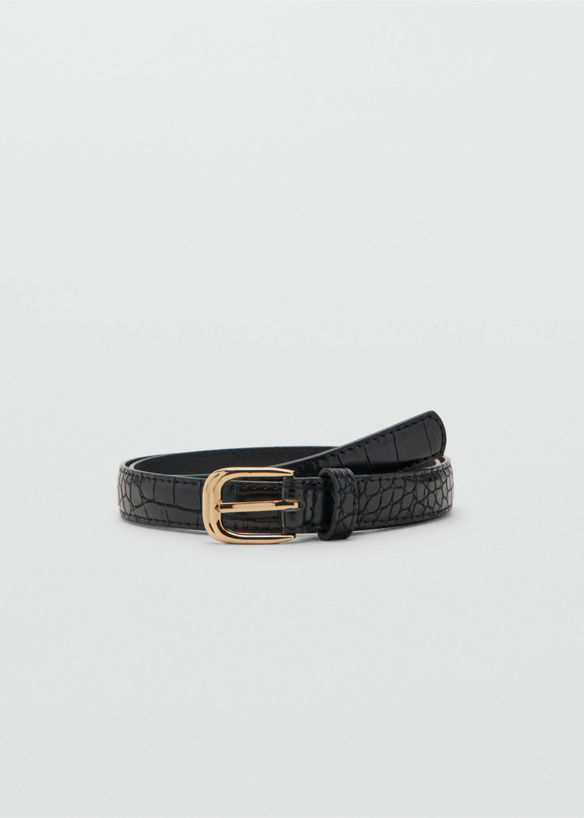 Ceinture fine effet cuir croco - Article sans modèle, Noir. Ref: 37031335-00.