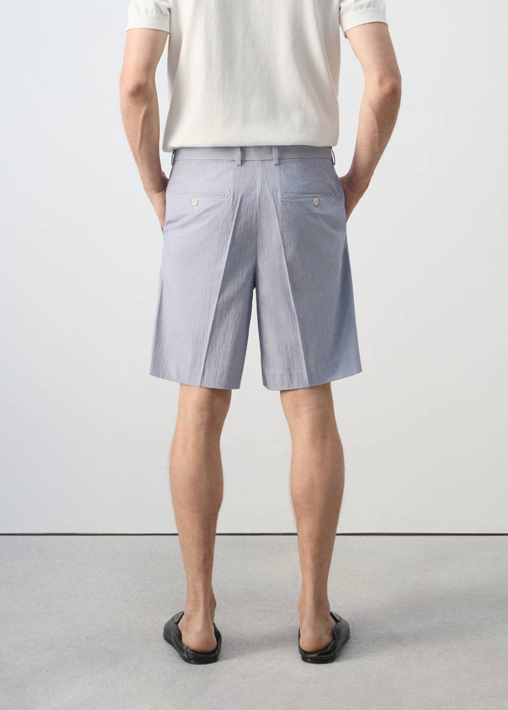 Slim fit cotton blend Bermuda shorts — Sky Blue