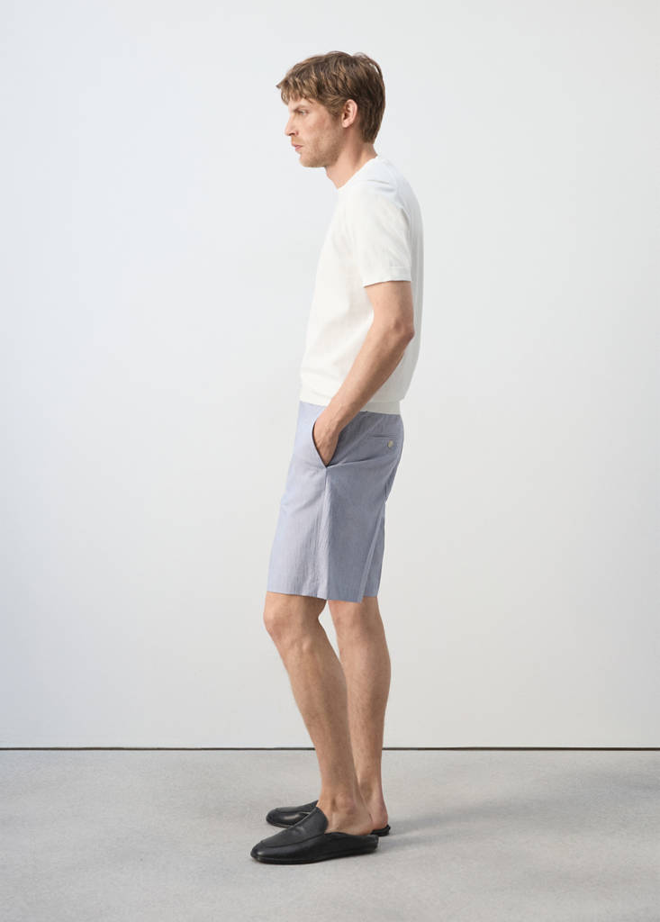 Slim fit cotton blend Bermuda shorts — Sky Blue