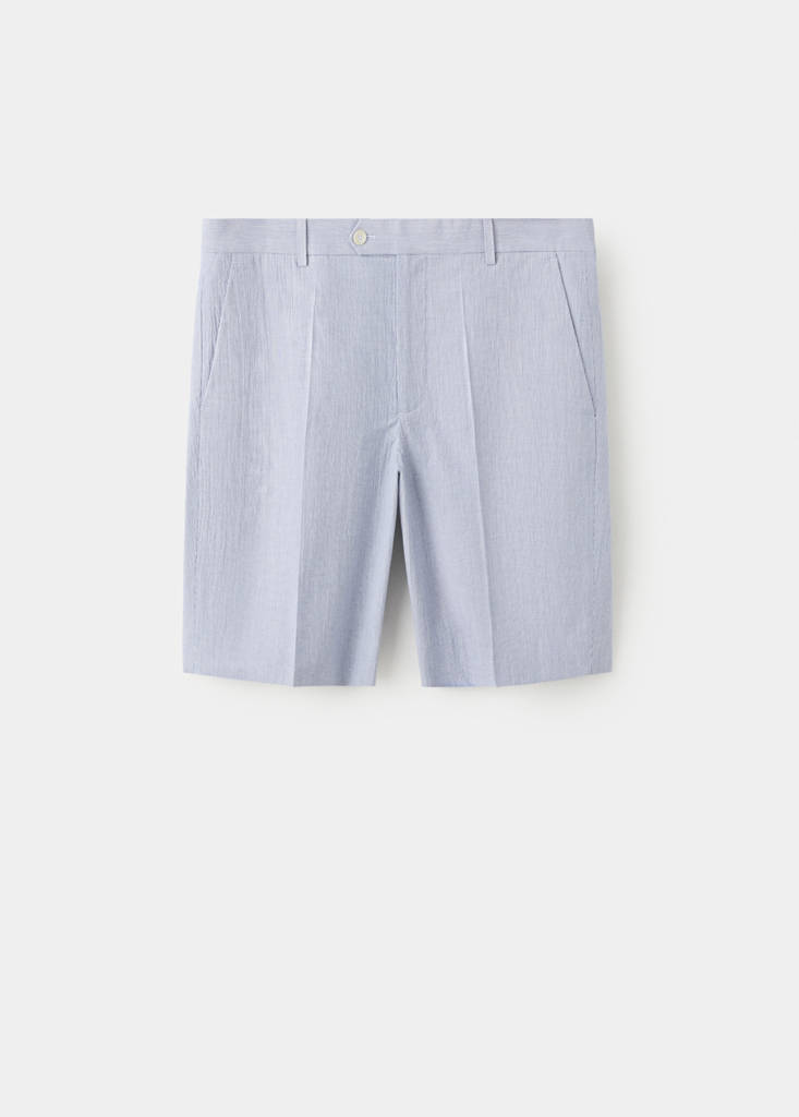 Slim fit cotton blend Bermuda shorts — Sky Blue