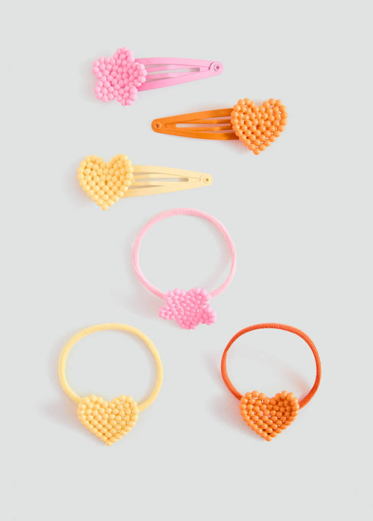 Pack of rubber bands and clips — Pink