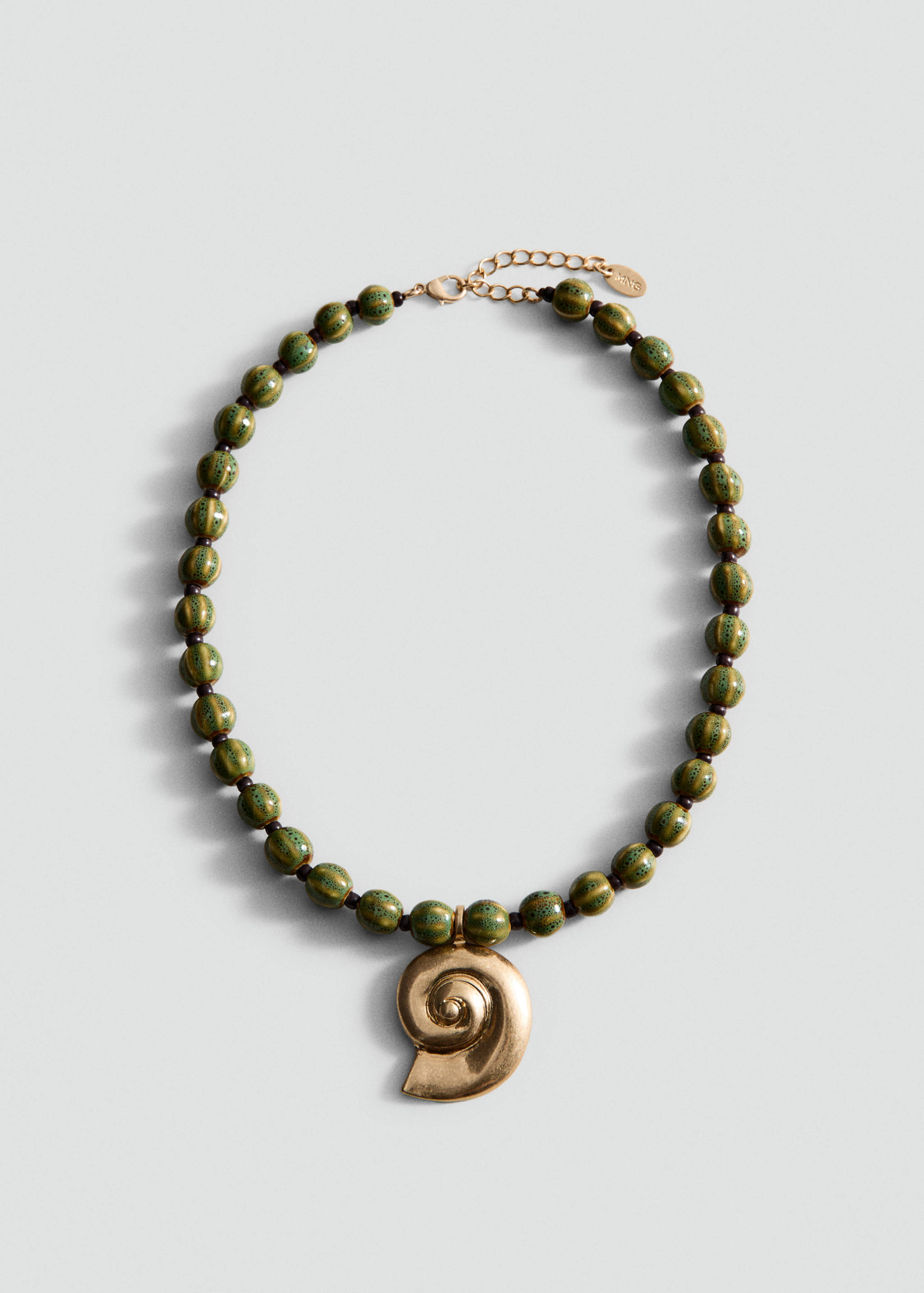 Beaded necklace with ceramic shell appliqué - Article without model
