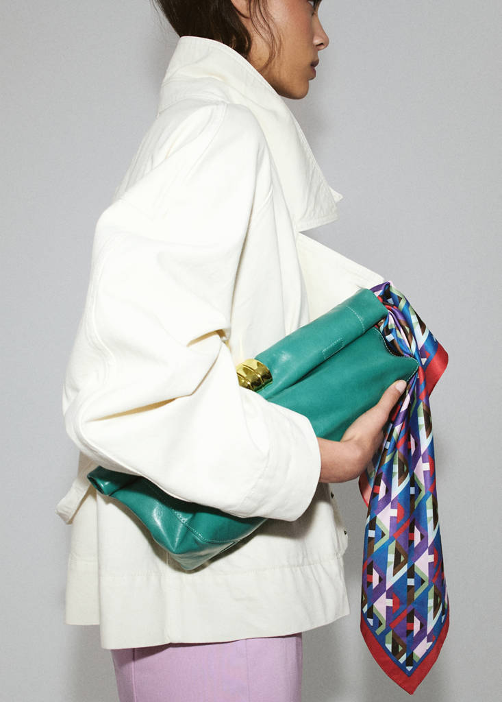 Geometric printed foulard — Blue
