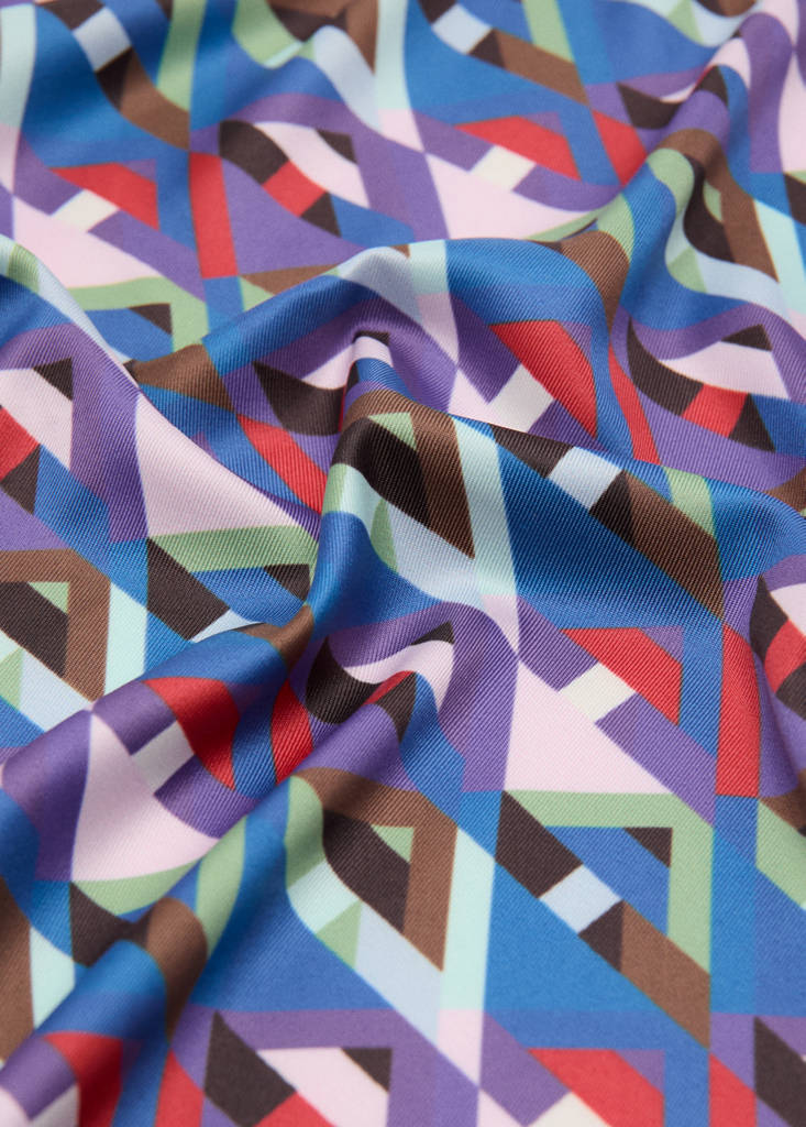 Geometric printed foulard — Blue