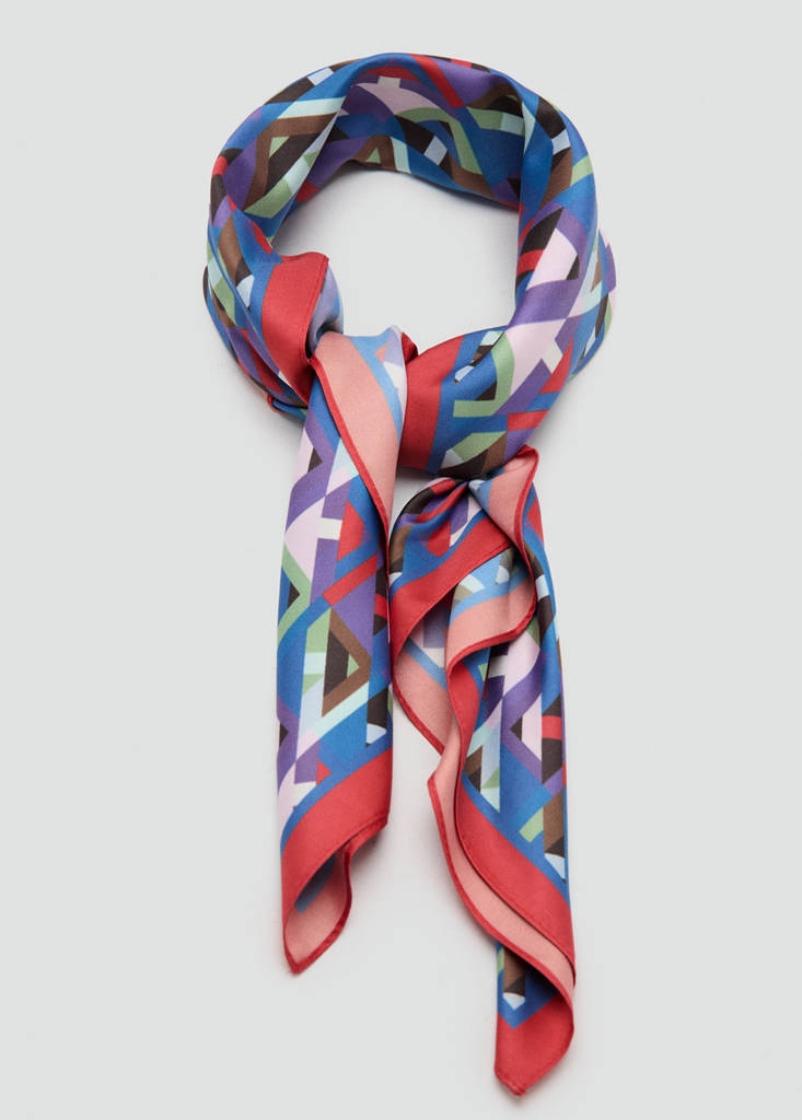 Geometric printed foulard — Blue