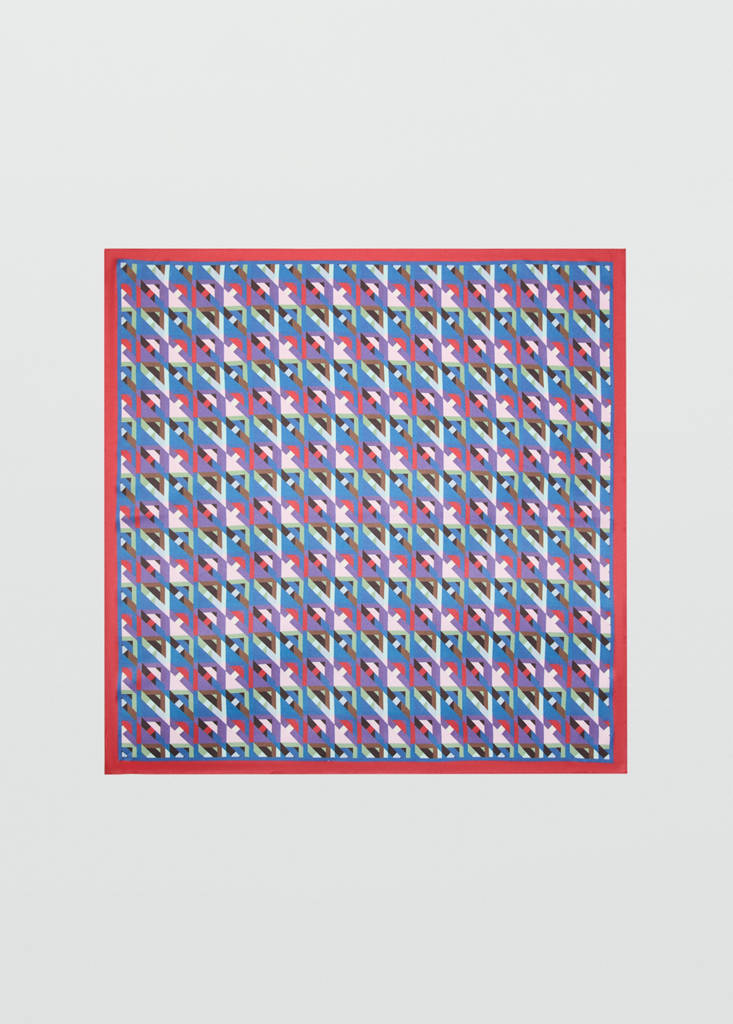 Geometric printed foulard — Blue
