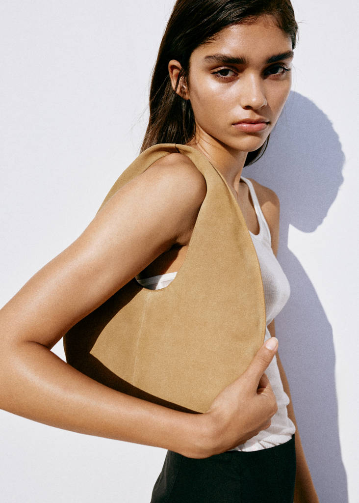 Small split leather bag — Medium Brown