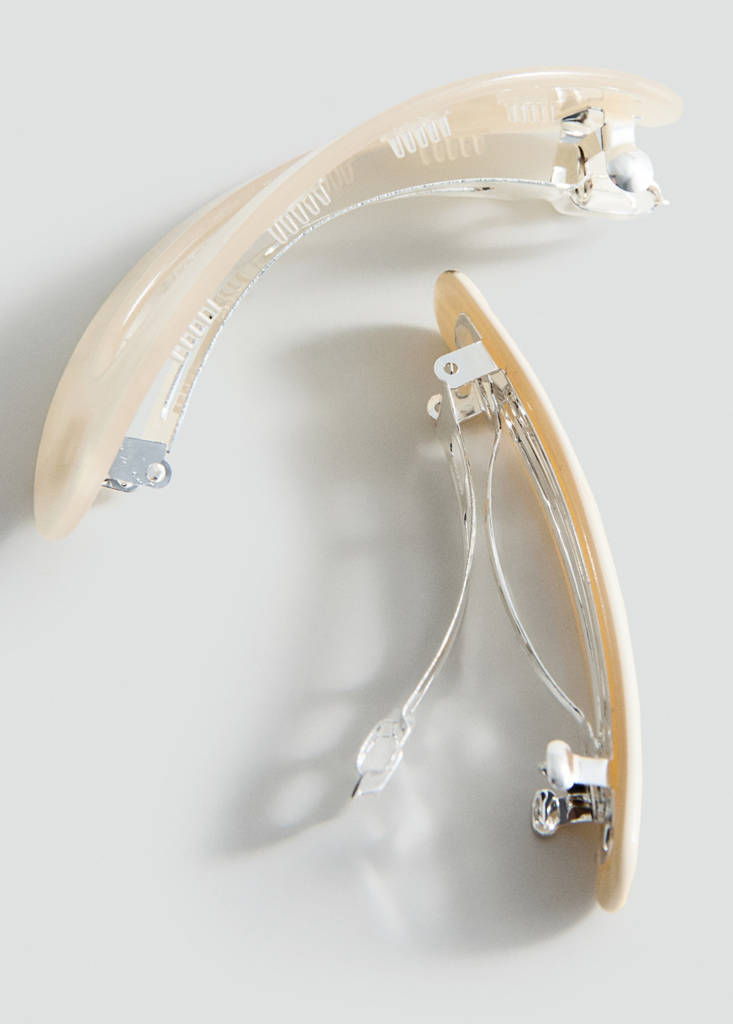 Set of 2 pearlescent effect hair clips — Ecru
