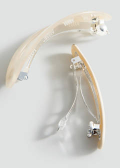 Set of 2 pearlescent effect hair clips — Ecru 3
