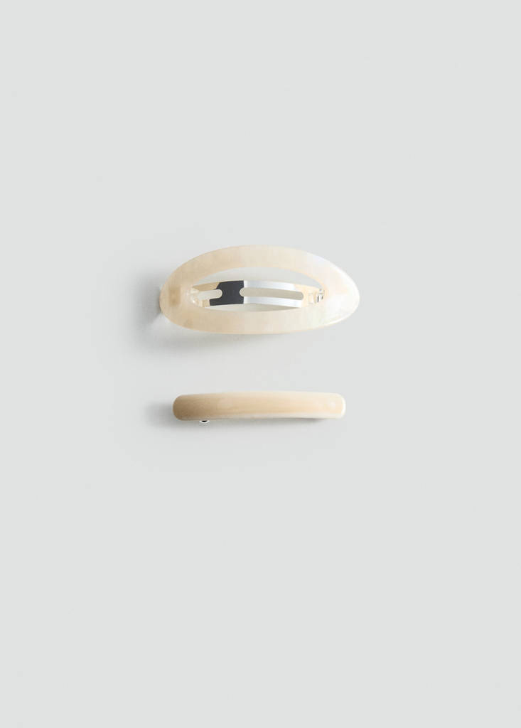 Set of 2 pearlescent effect hair clips — Ecru