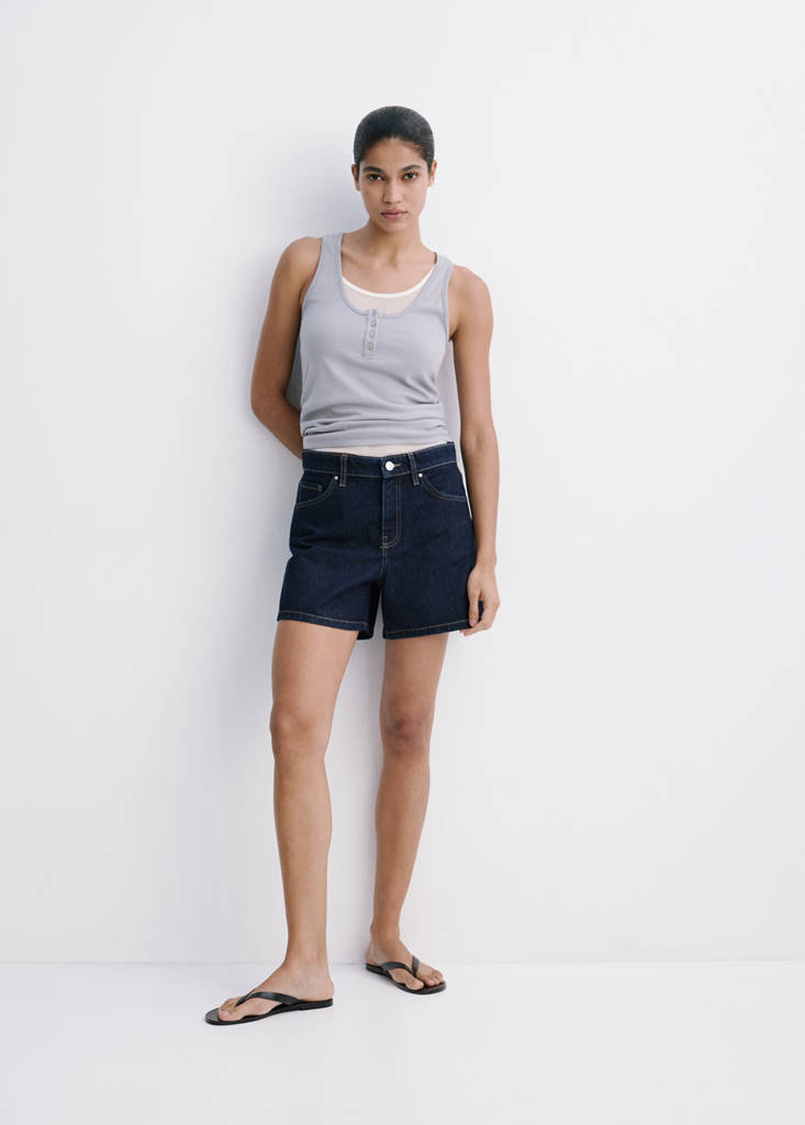 Straight-fit denim shorts — Open Blue