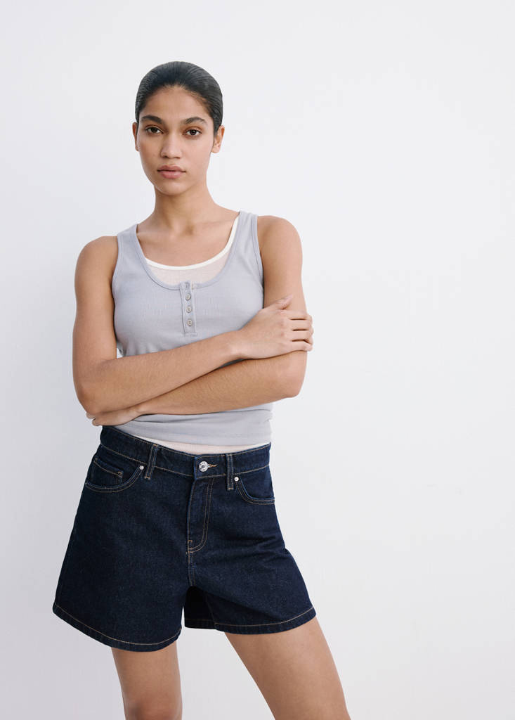 Straight-fit denim shorts — Open Blue