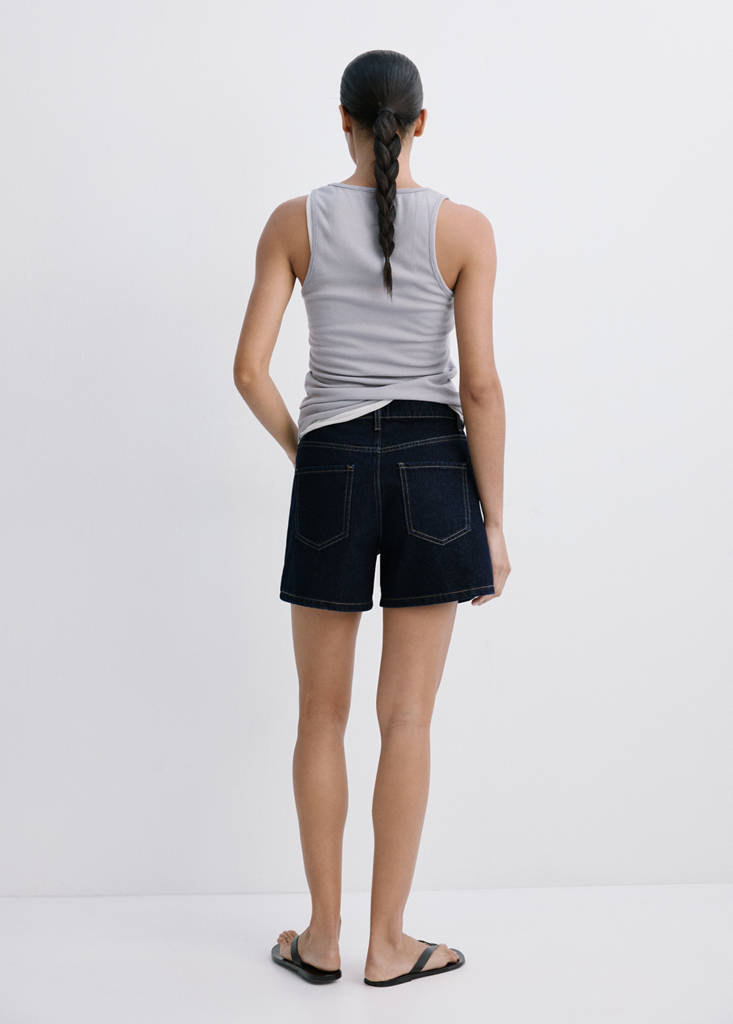 Straight-fit denim shorts — Open Blue