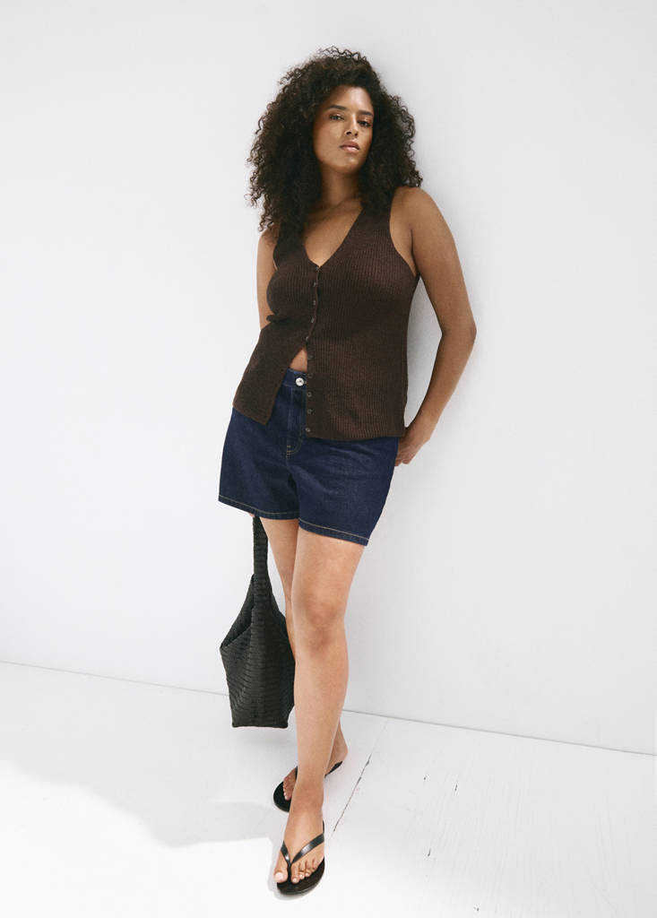 Straight-fit denim shorts — Open Blue