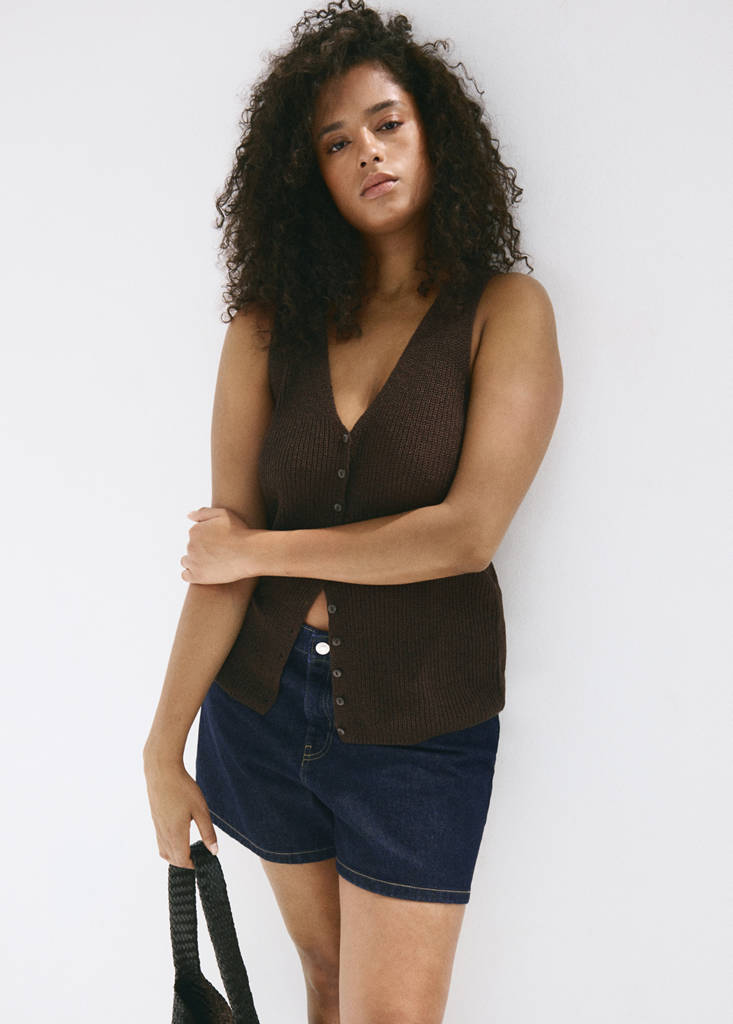 Straight-fit denim shorts — Open Blue