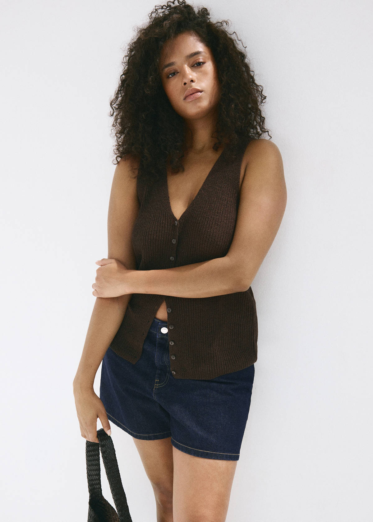 Straight-fit denim shorts — Open Blue