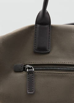 Bowling bag with leather details — Khaki 3