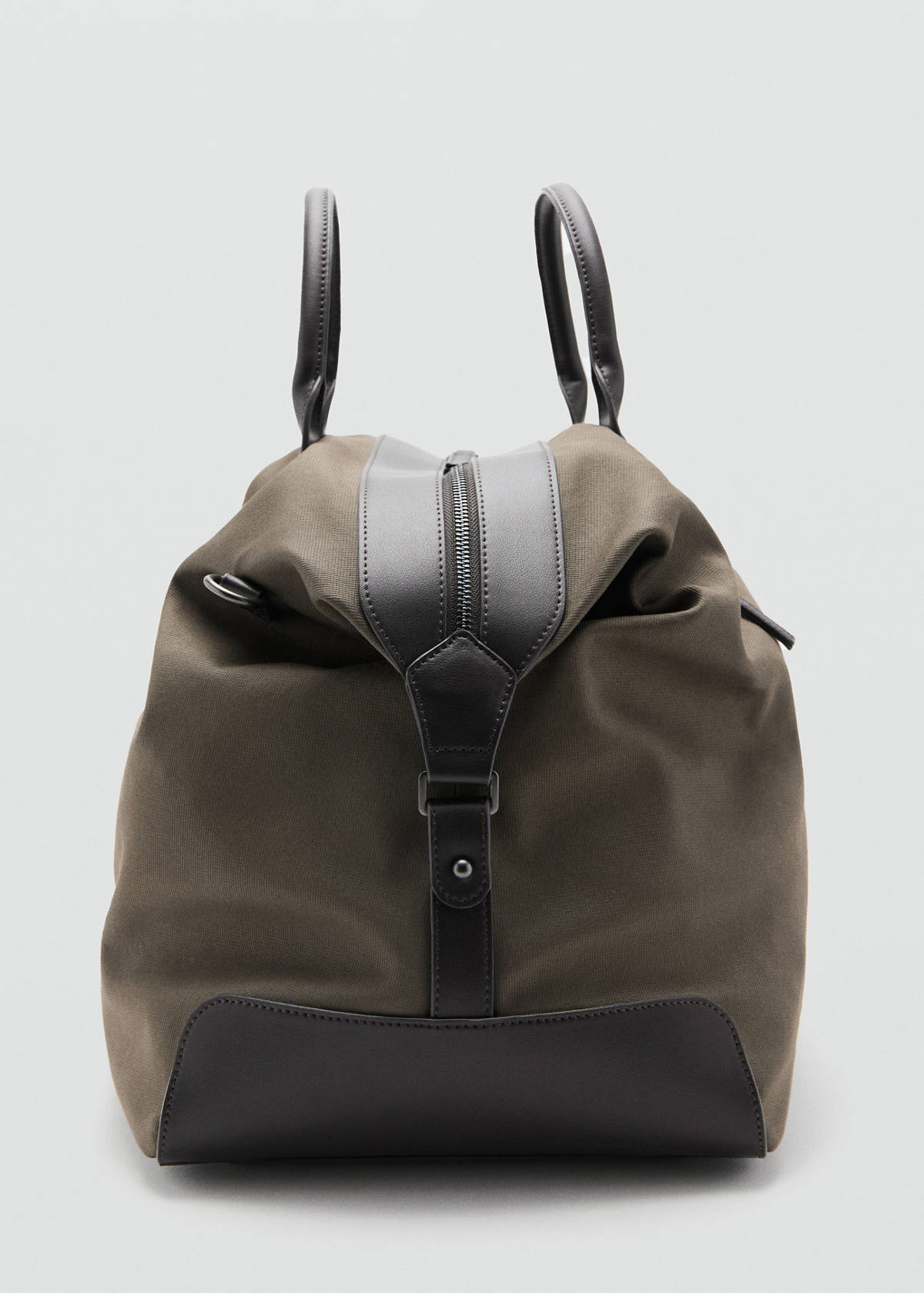 Bowling bag with leather details — Khaki