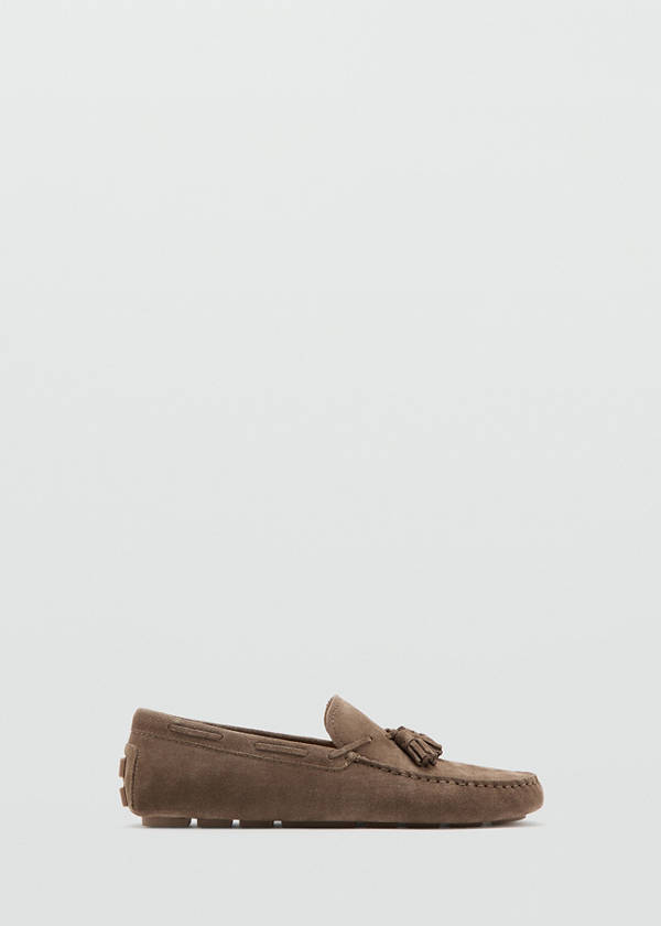 Driver shoe with fringes — Medium Brown