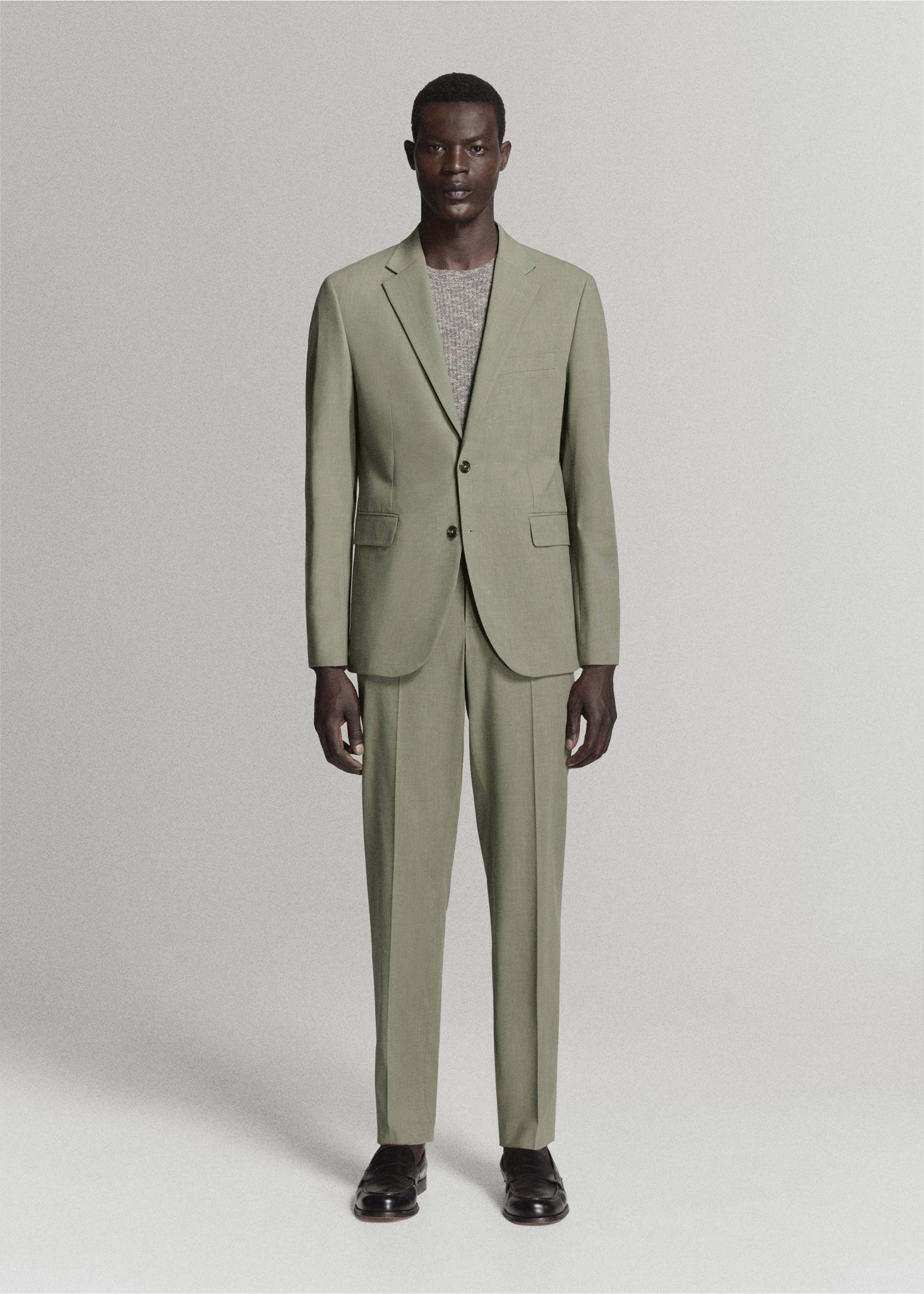 Pantalon costume Milán slim-fit - Plan général, Vert. Ref: 37031359-00.