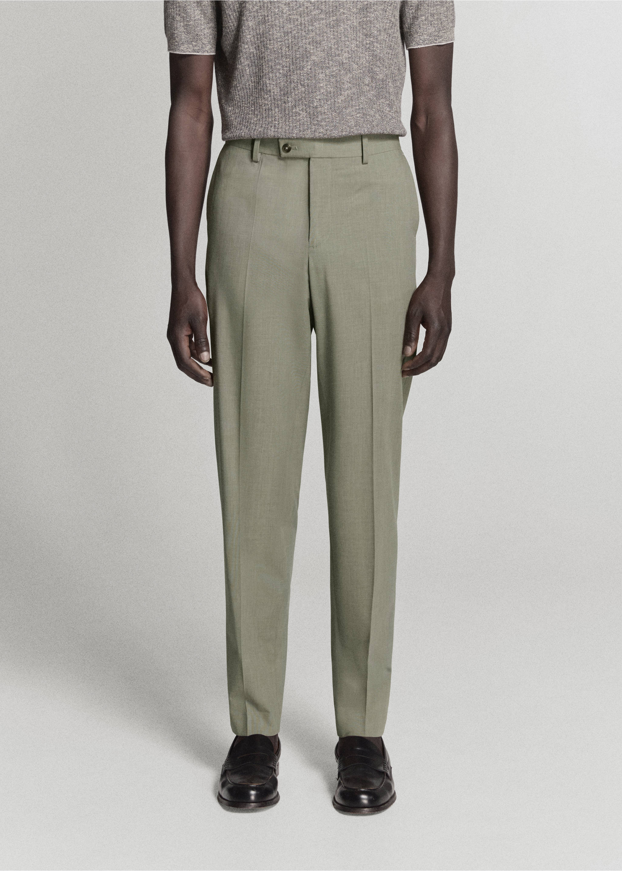 Pantalon costume Milán slim-fit - Plan moyen, Vert. Ref: 37031359-00.