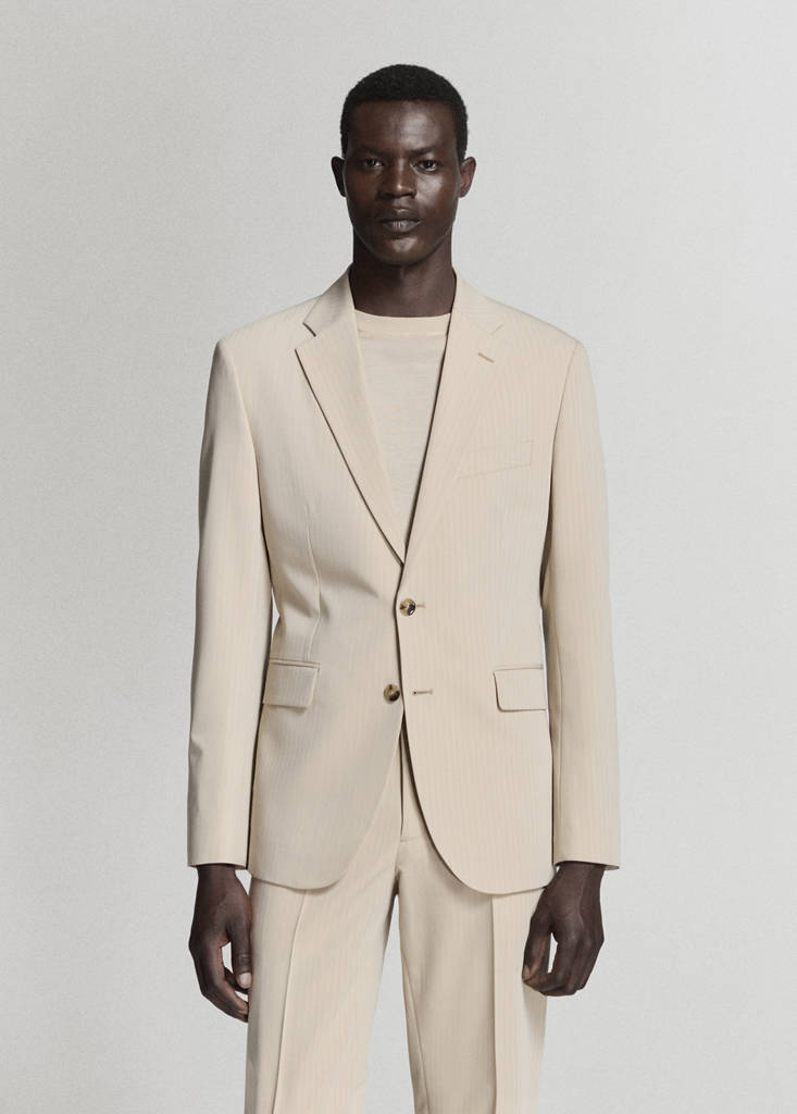 Milan slim-fit suit jacket — Beige
