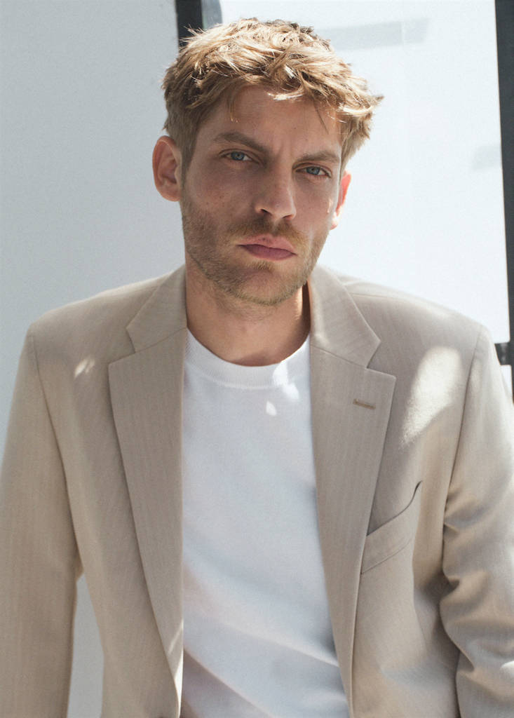 Milan slim-fit suit jacket — Beige