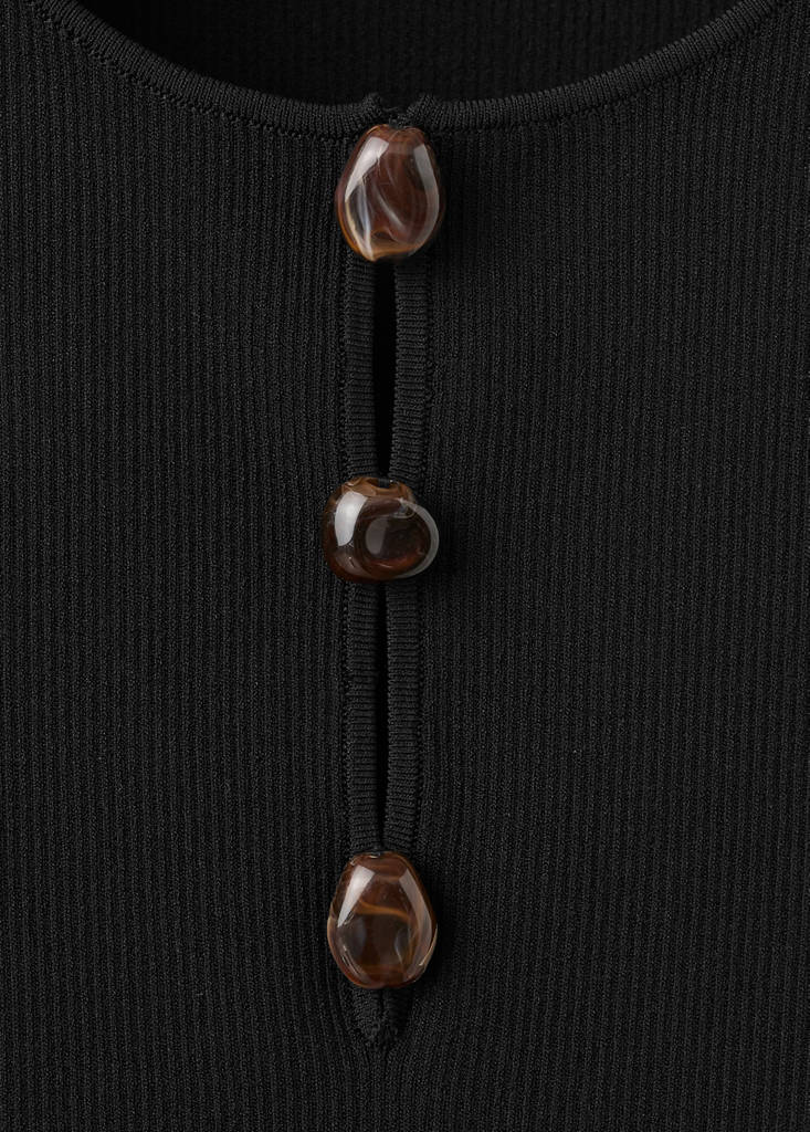 Ribbed top with beads — Black