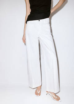 Wide-leg patch pocket jeans — White 1