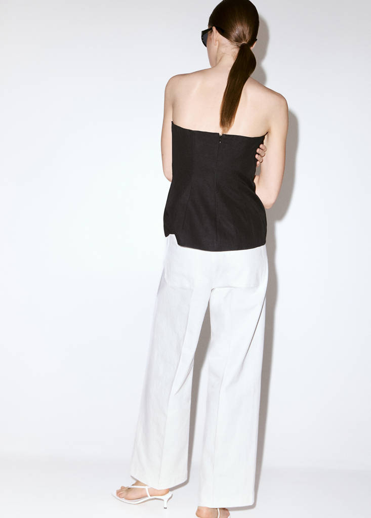 Wide-leg patch pocket jeans — White