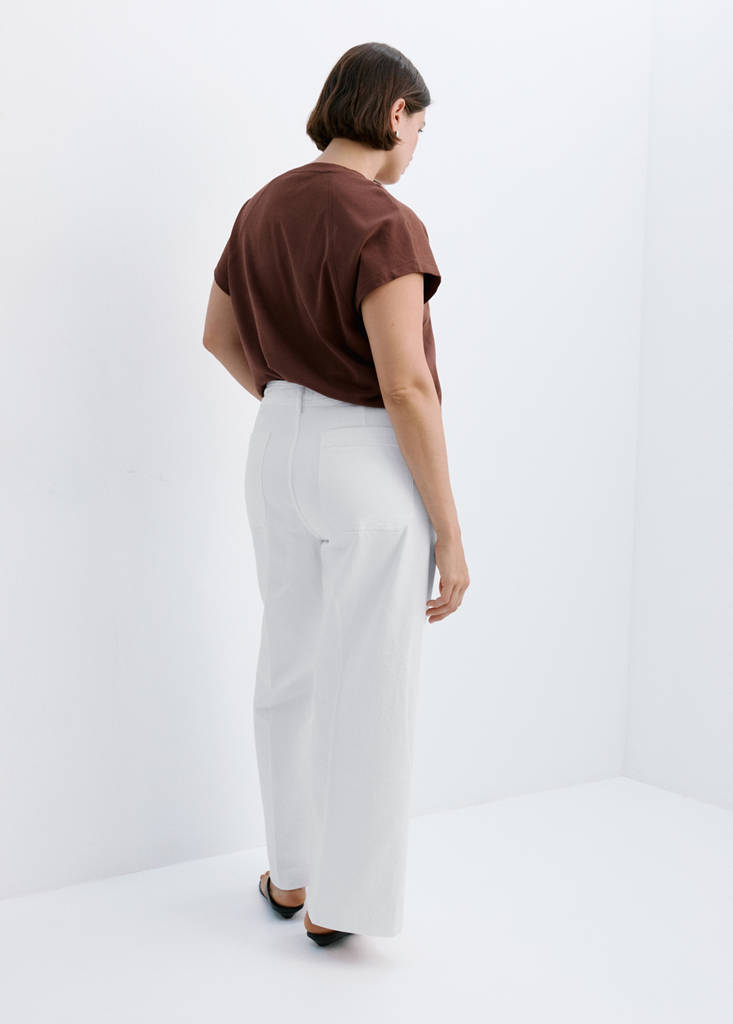 Wide-leg patch pocket jeans — White