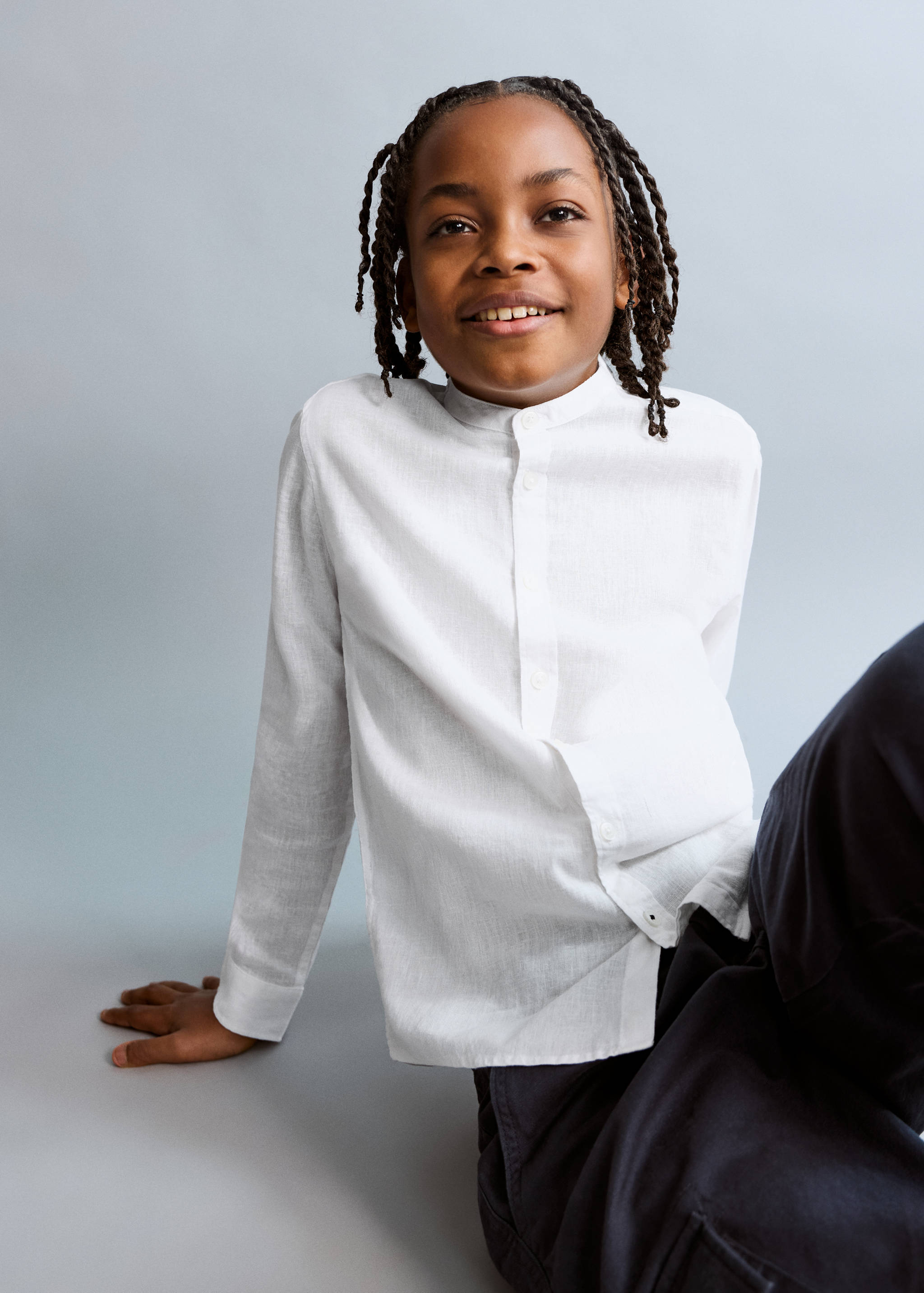 Linen shirt with band collar - Medium plane