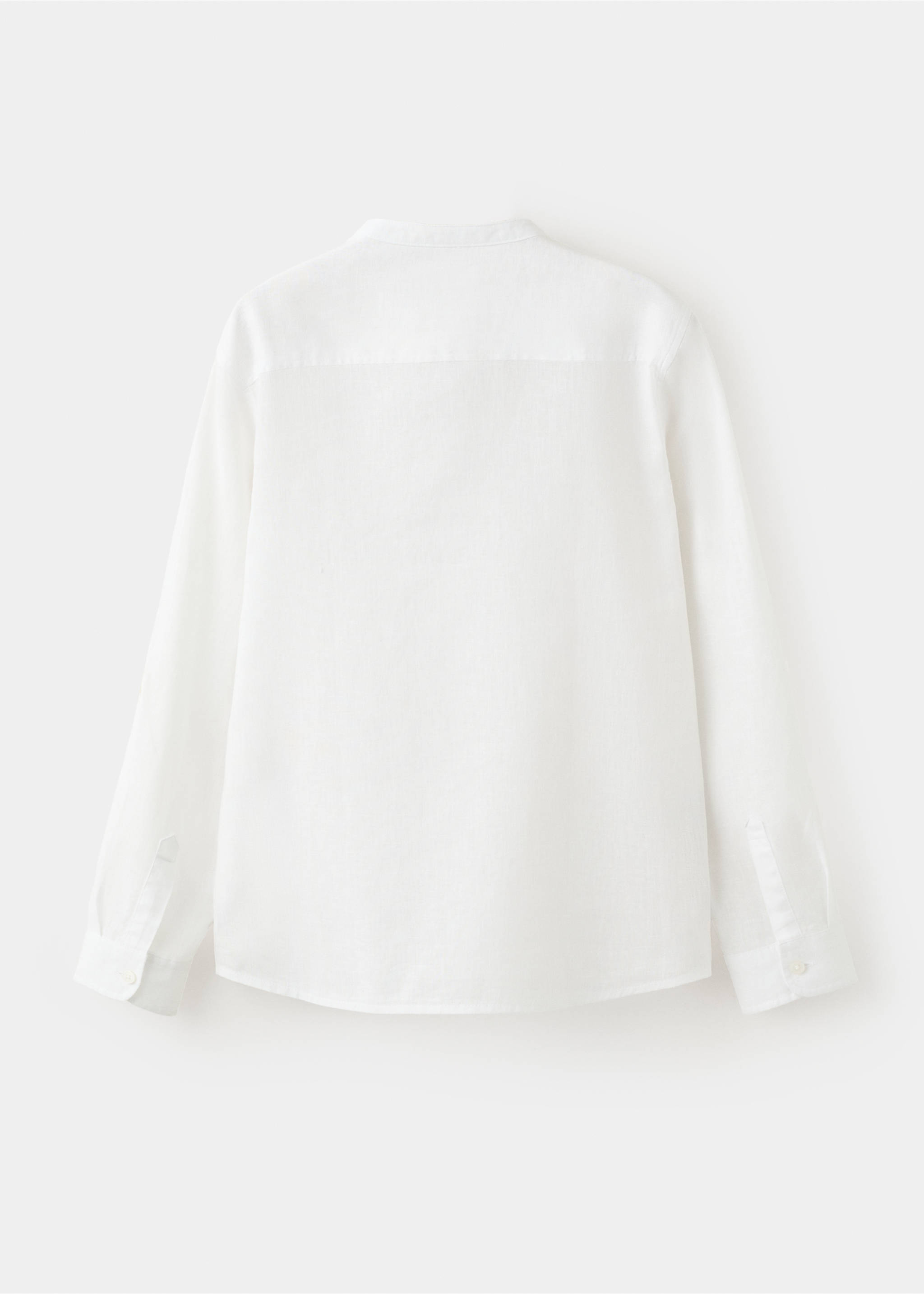 Linen mandarin collar shirt - Reverse of the article, White. Ref: 37031365-00.