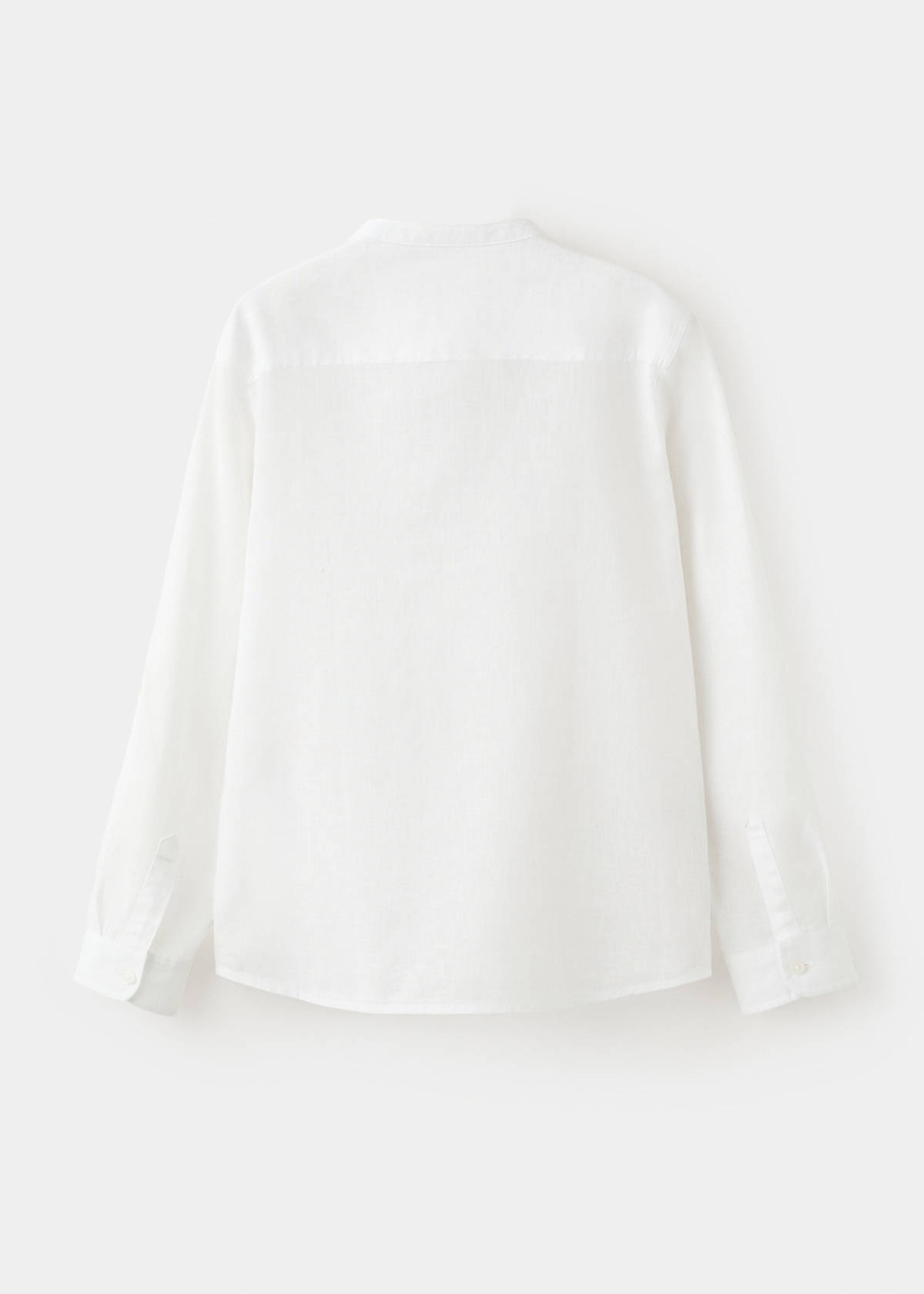 Linen mandarin collar shirt — White