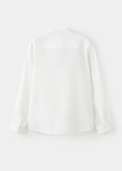 Linen mandarin collar shirt — White 6