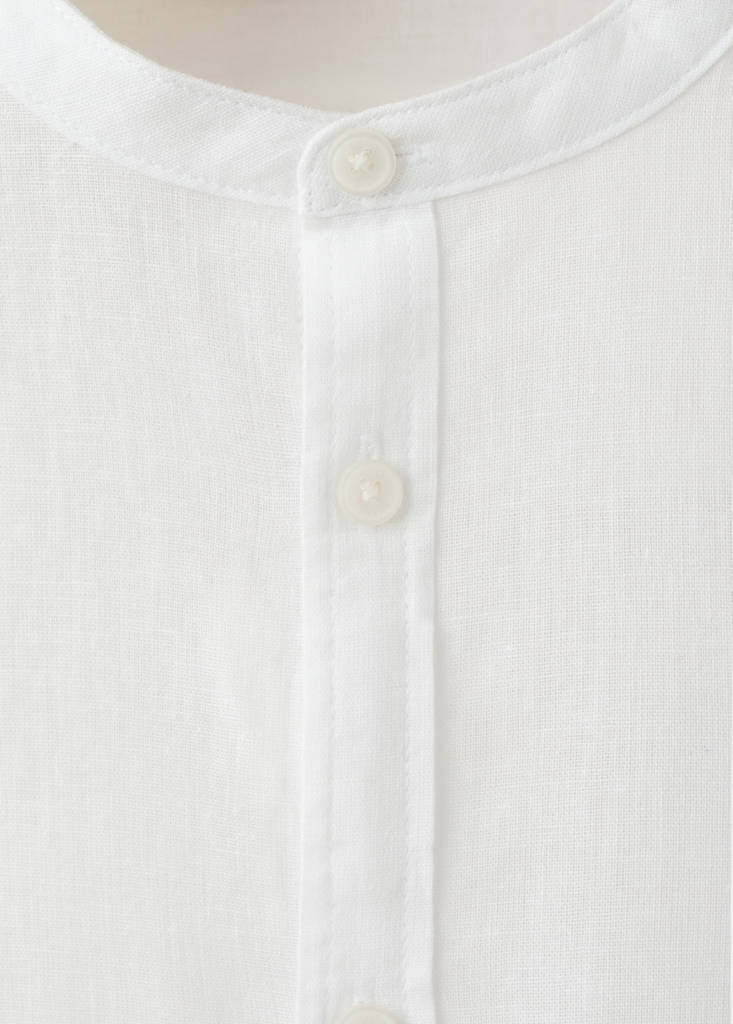 Linen mandarin collar shirt — White
