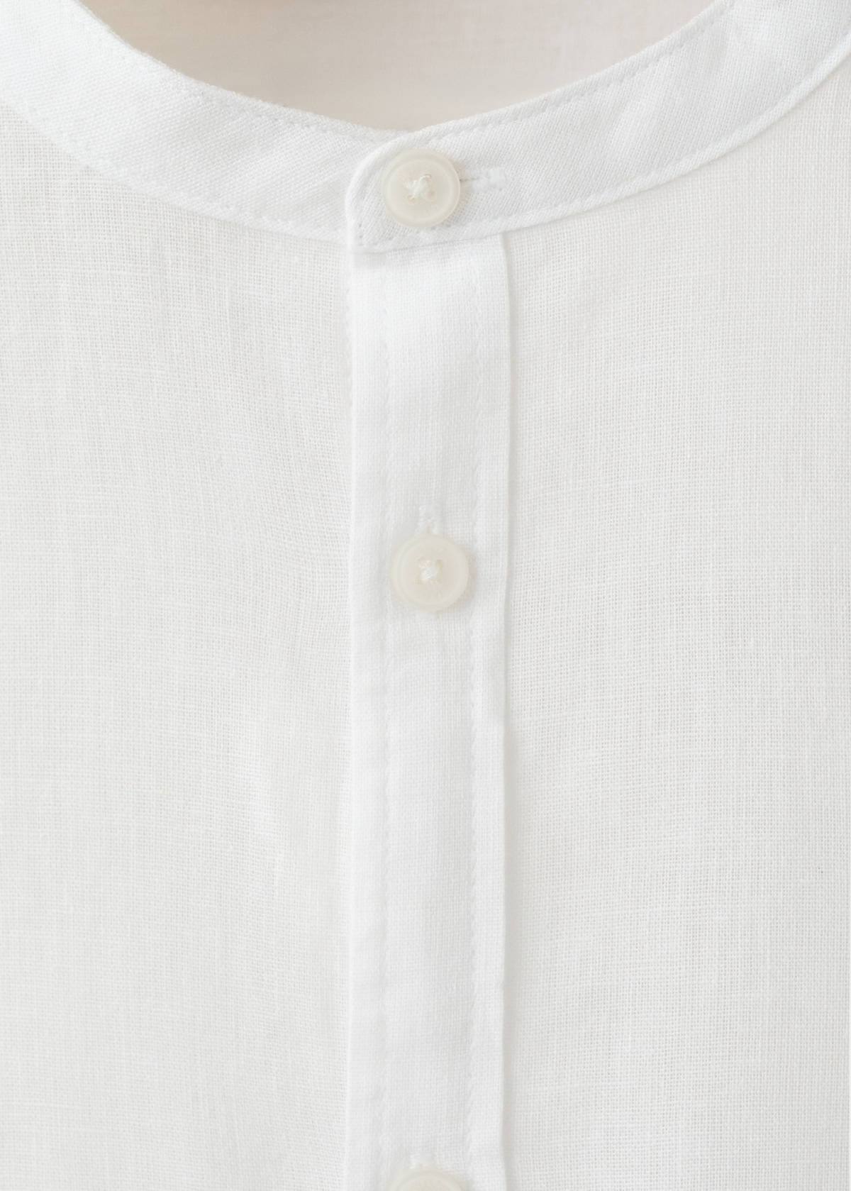 Linen mandarin collar shirt — White