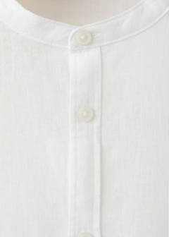 Linen mandarin collar shirt — White 5