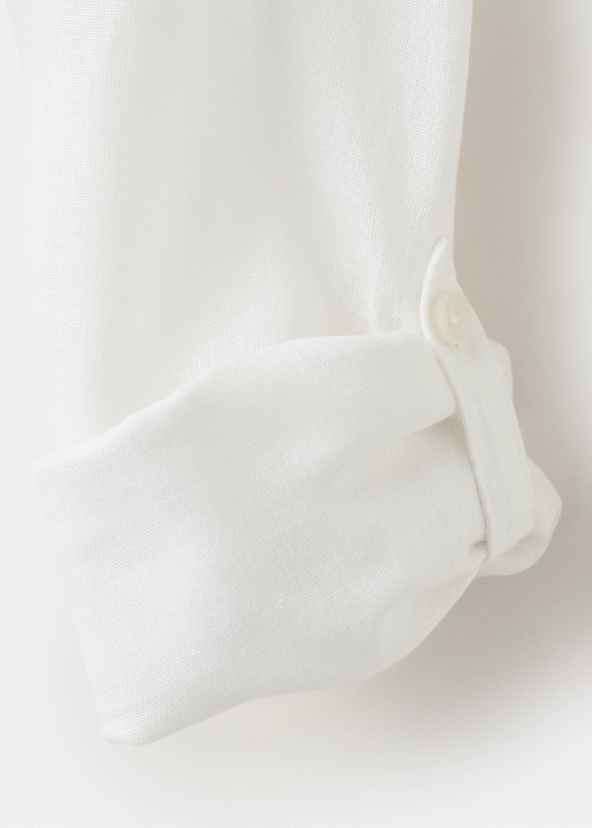 Linen mandarin collar shirt - Details of the article 0, White. Ref: 37031365-00.