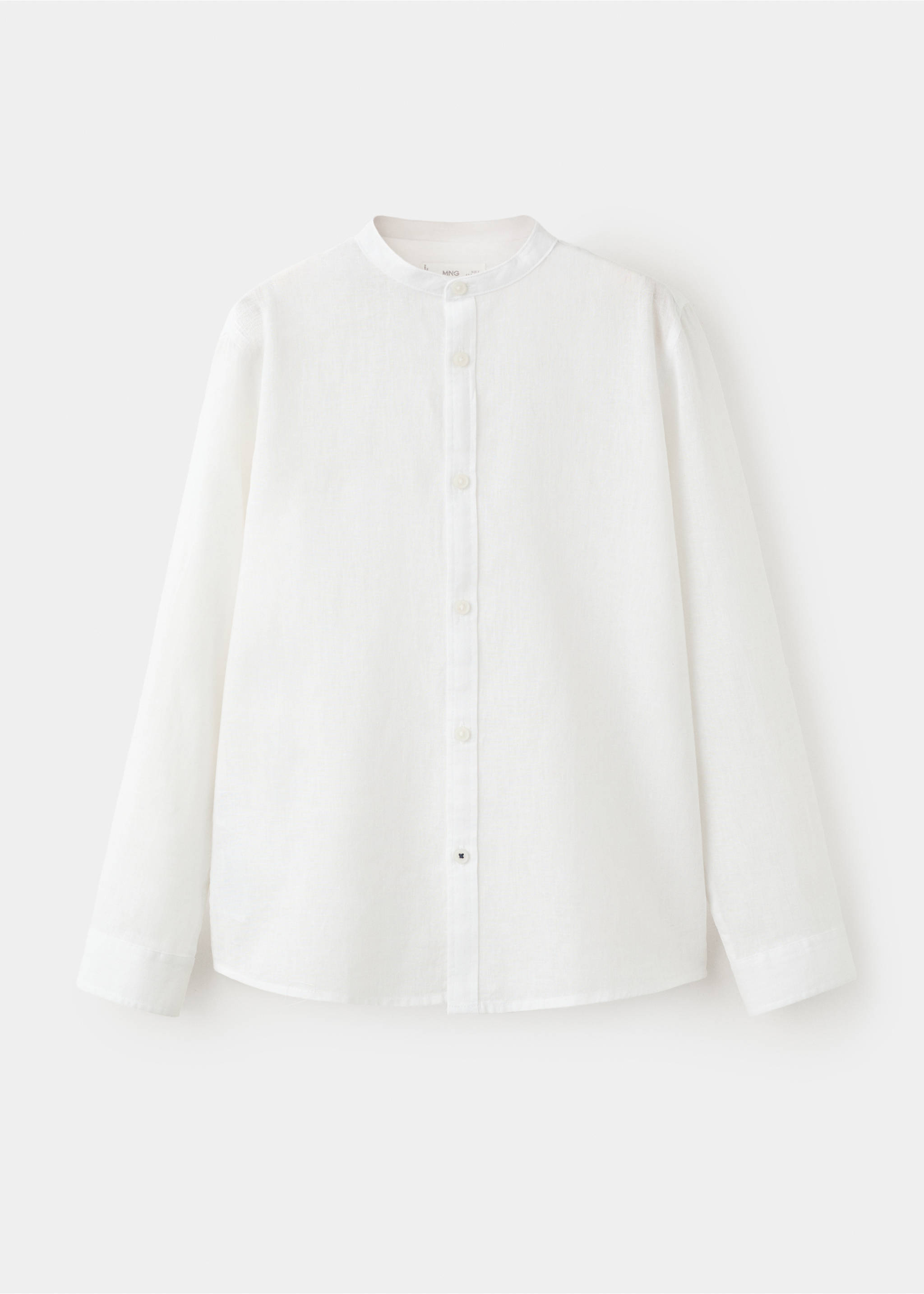 Linen mandarin collar shirt - Article without model, White. Ref: 37031365-00.