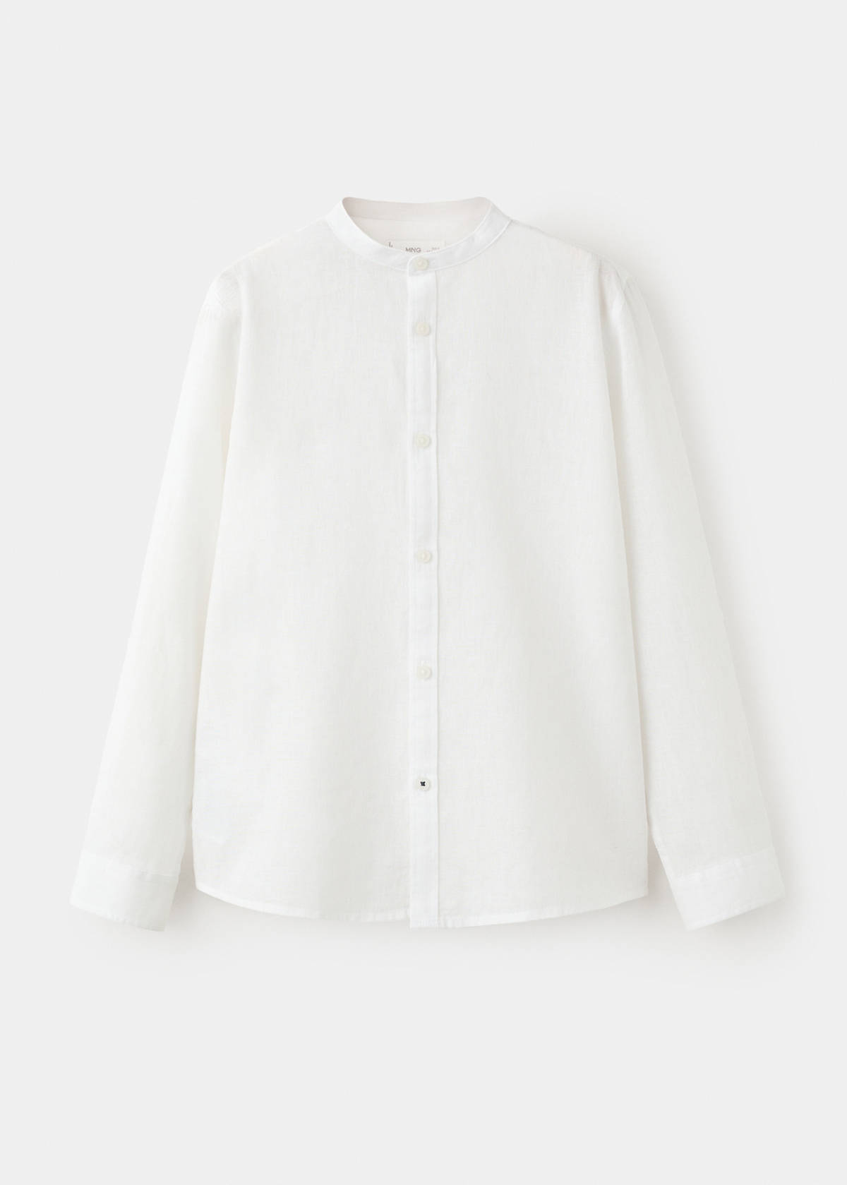 Linen mandarin collar shirt — White