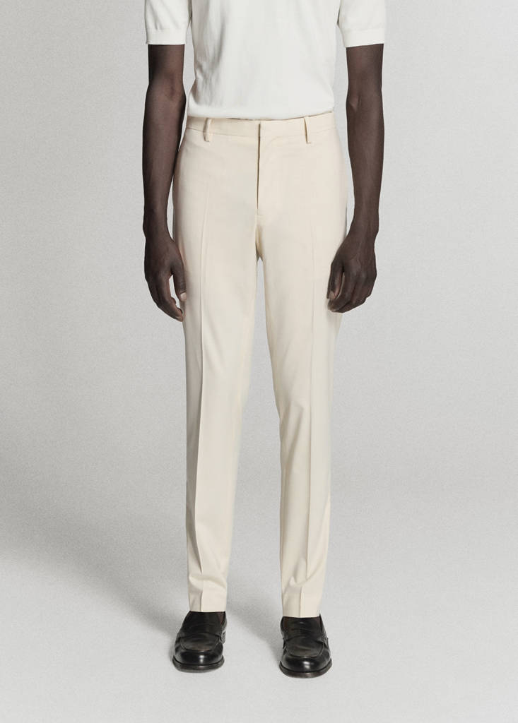 Stretch fabric super slim-fit suit trousers — Ecru
