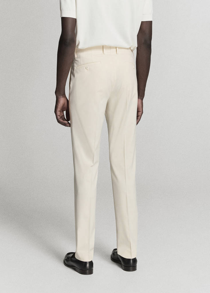 Stretch fabric super slim-fit suit trousers — Ecru